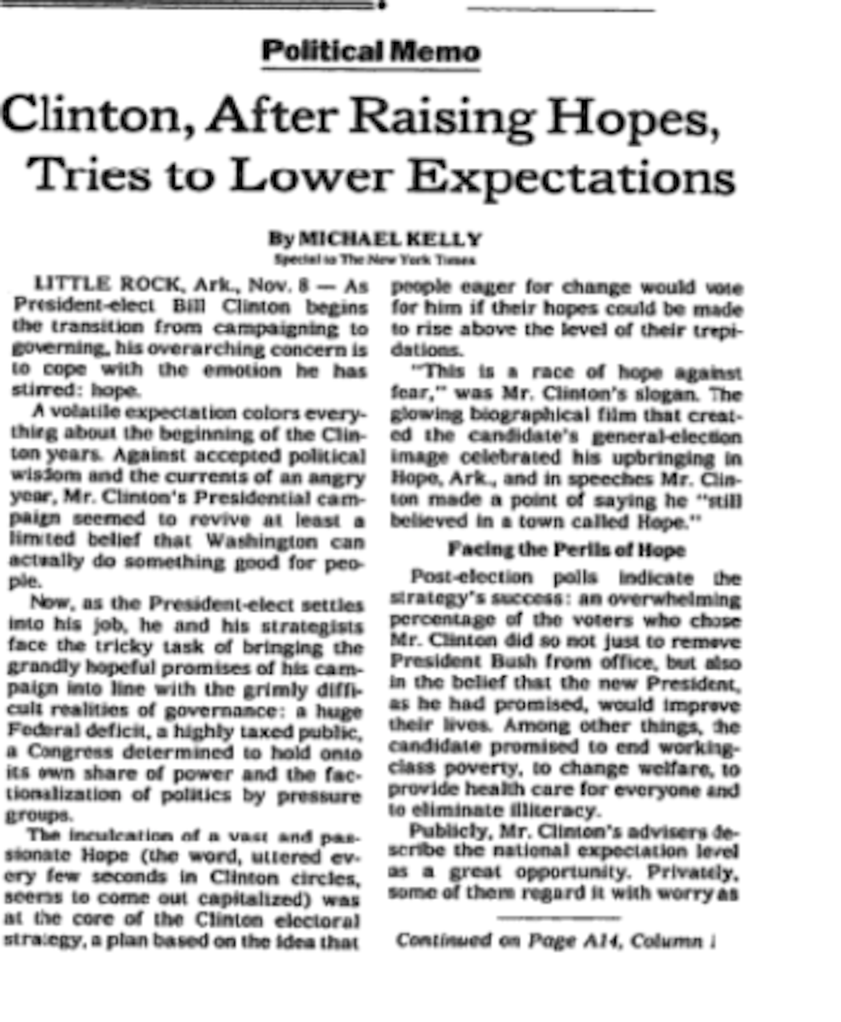 Political memo from the archives